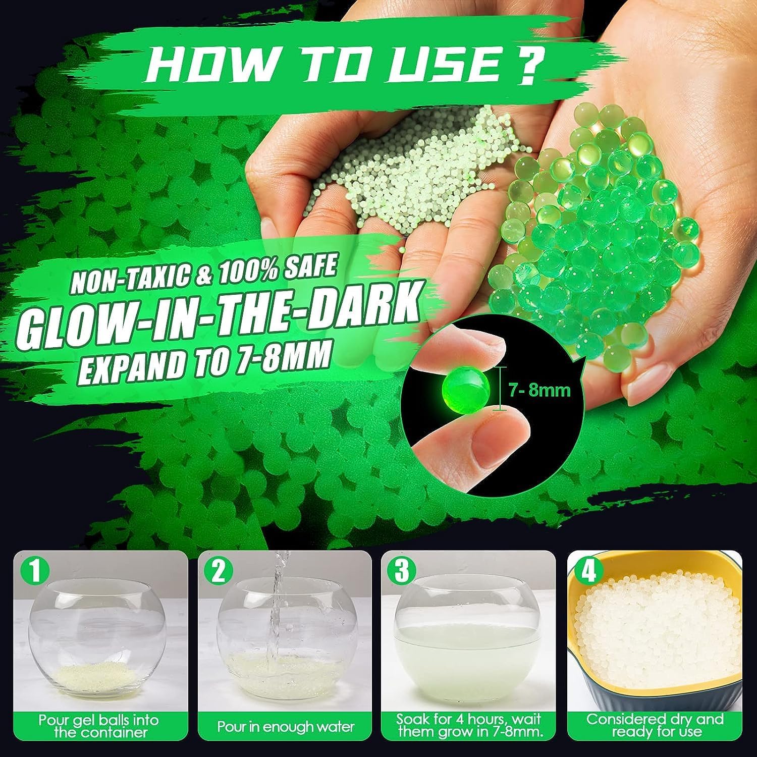 Anstoy Piezas de accesorios para lanzador de bolas de gel, incluye 20000 unidades de munición de bolas de gel coloridas, 20000 bolas de gel