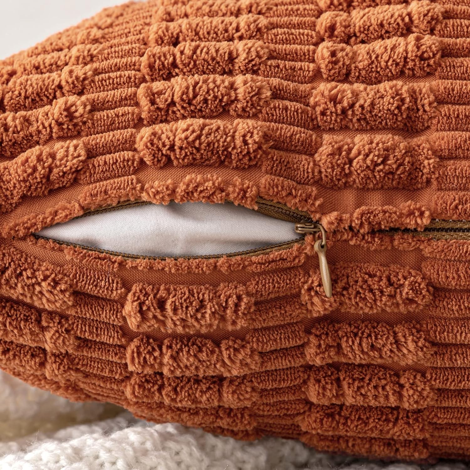 MIULEE Paquete de 2 fundas de almohada decorativas de pana de 16 x 16 pulgadas, fundas de almohada suaves y bohemias a rayas, decoración moderna