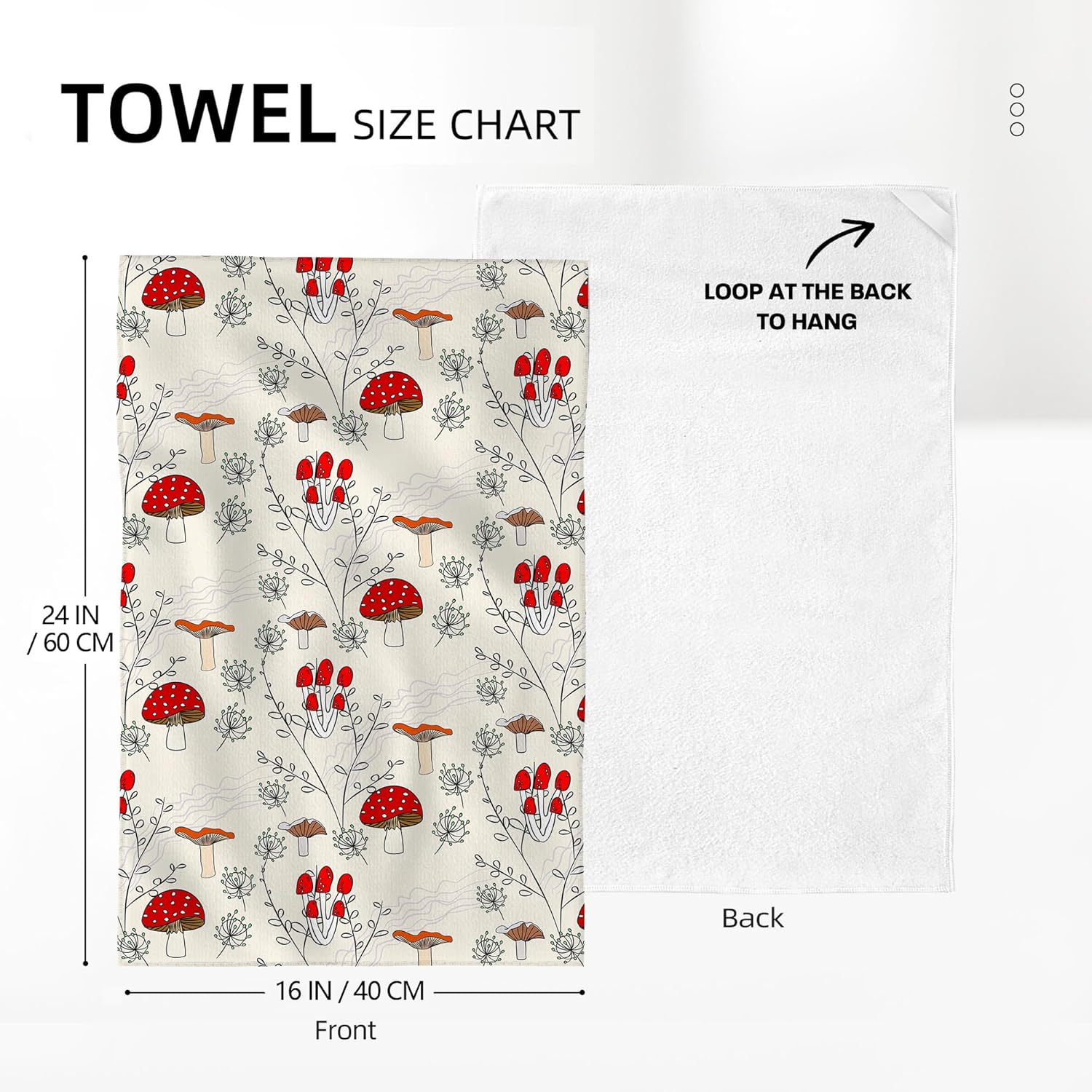 Juego de 2 toallas decorativas de cocina con forma de hongo, decoración de cocina de hongos, toallas de mano suaves y absorbentes, para secar la