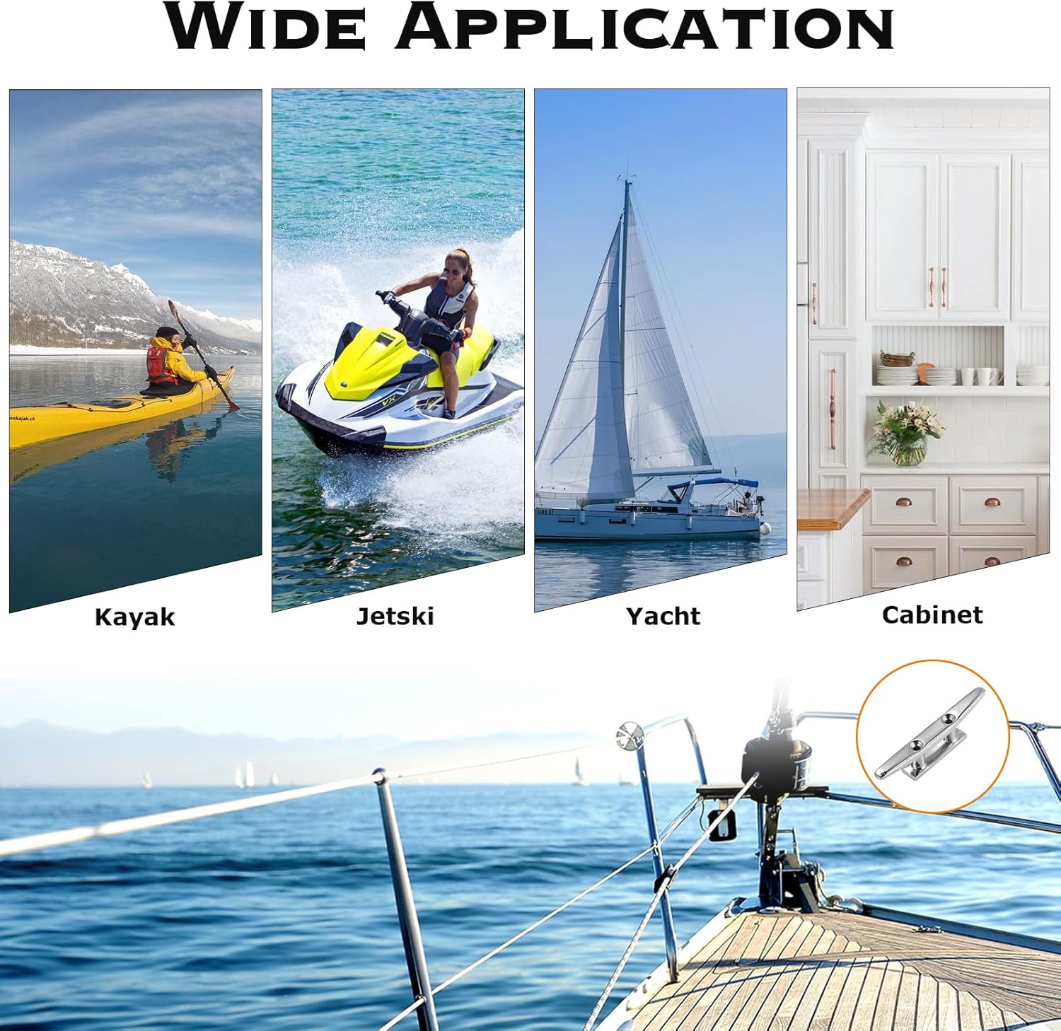 CHANGE MOORE Tacos de barco con base abierta, tacos de muelle de 458 pulgadas, accesorios de amarre de barco de acero inoxidable 316, incluye