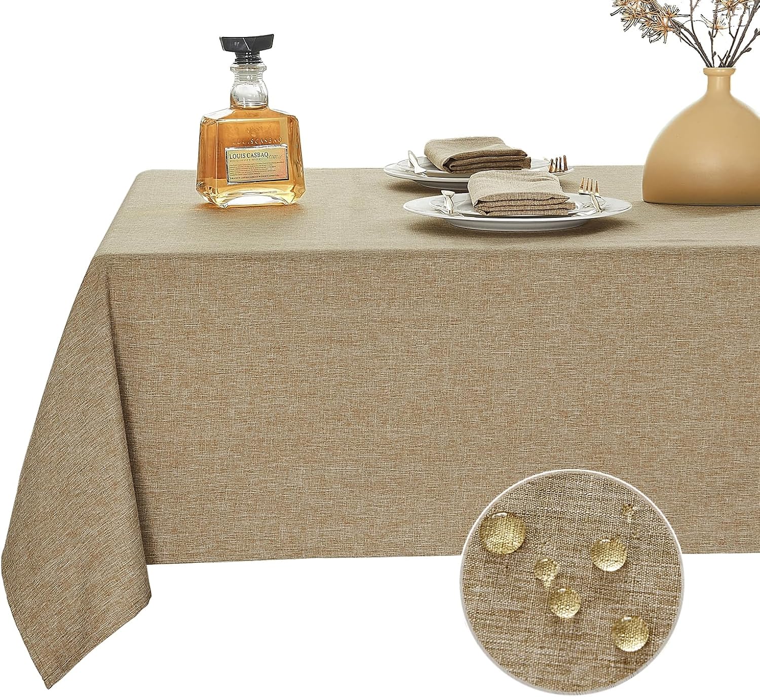UKOMIUT Mantel rectangular, impermeable y resistente a las manchas, estilo lino, estilo granja, lavable de imitación decorativo, mantel de tela para