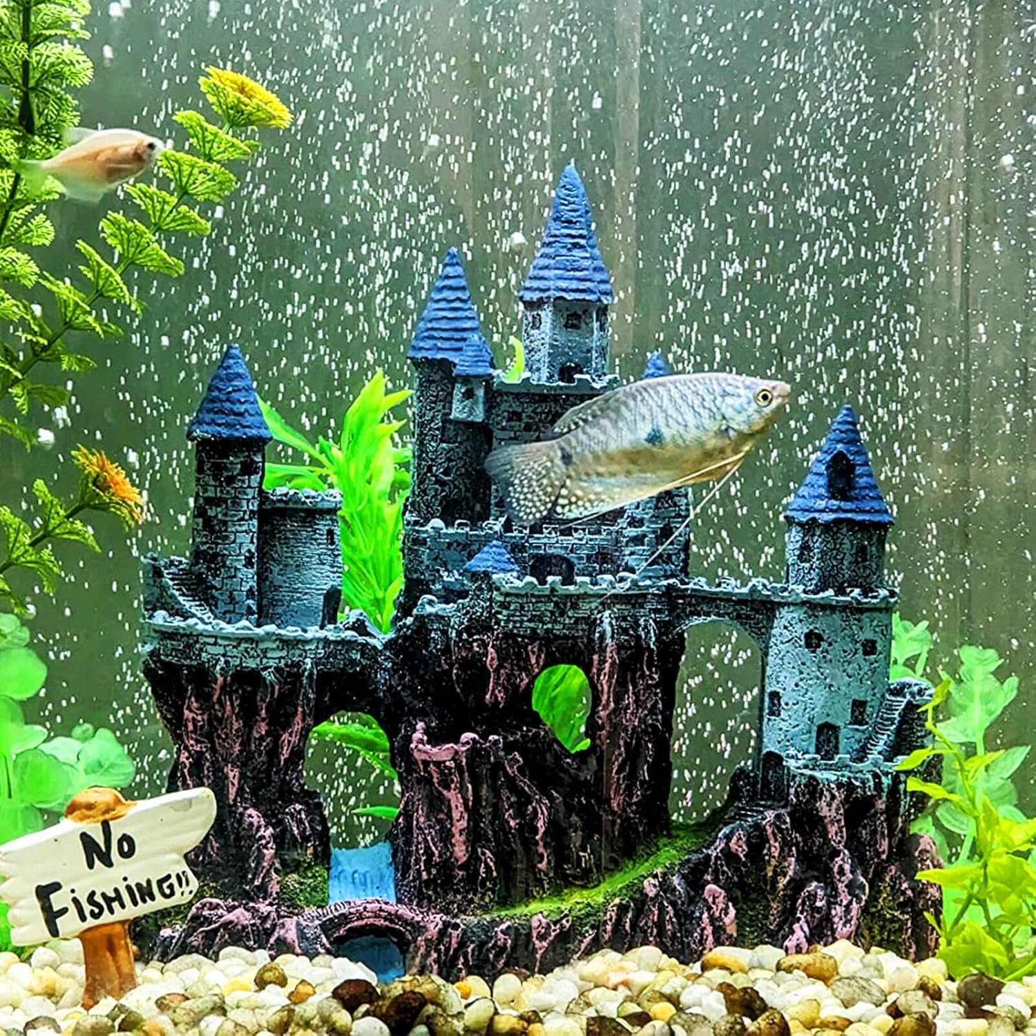 VMCN Decoración de castillo de acuario para pecera, castillo, escondites de cuevas, suministros de plantas de casa, accesorios seguros para peceras