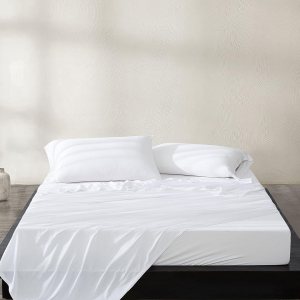 Calvin Klein Home Modern Cotton Harrison – Sábana bajera ajustable de 153 hilos, tamaño California King, algodón (blanco) Calvin Klein Home Modern Cotton Harrison – Sábana bajera ajustable de 153 hilos, tamaño California King, algodón (blanco)