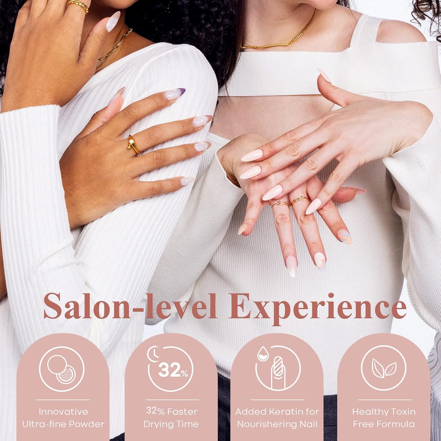 AZUREBEAUTY – Kit de iniciación de polvo de inmersión para uñas, 8colores, tonos de piel marrón natural, rosa neutro, profesional, bandeja con