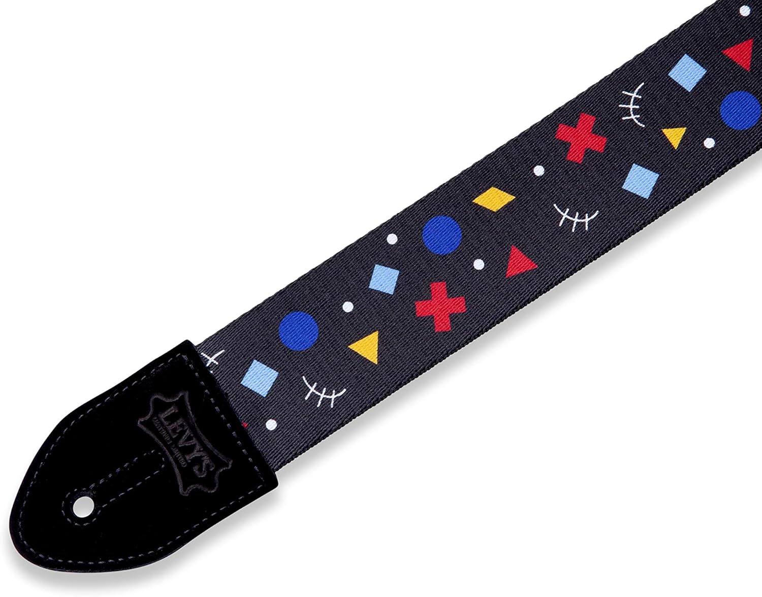 Levy’s Leathers Correa de guitarra de poliéster de 2 pulgadas, diseño de correa rad negro, Rd, azul, amarillo y blanco (MP2-002)