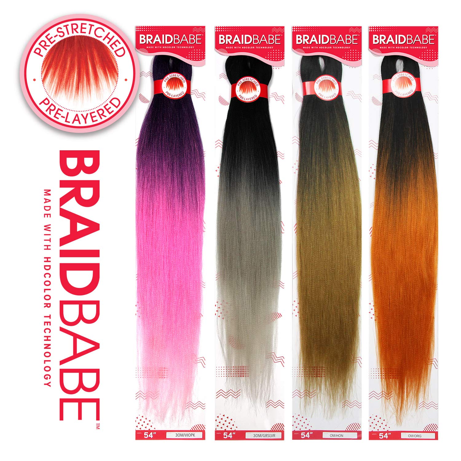 Outre – Trenzas de pelo sintético preestiradas Babe de 54 pulgadas (paquete de 5, OMHON)
