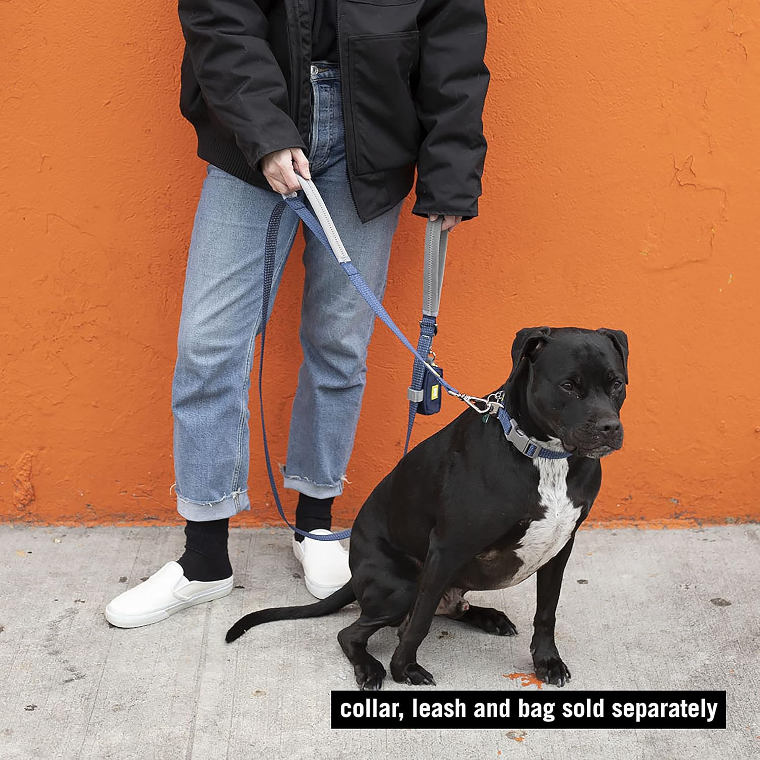 BUILT Pet Nightsafe – Collar para perro grande, azul marino y amarillo