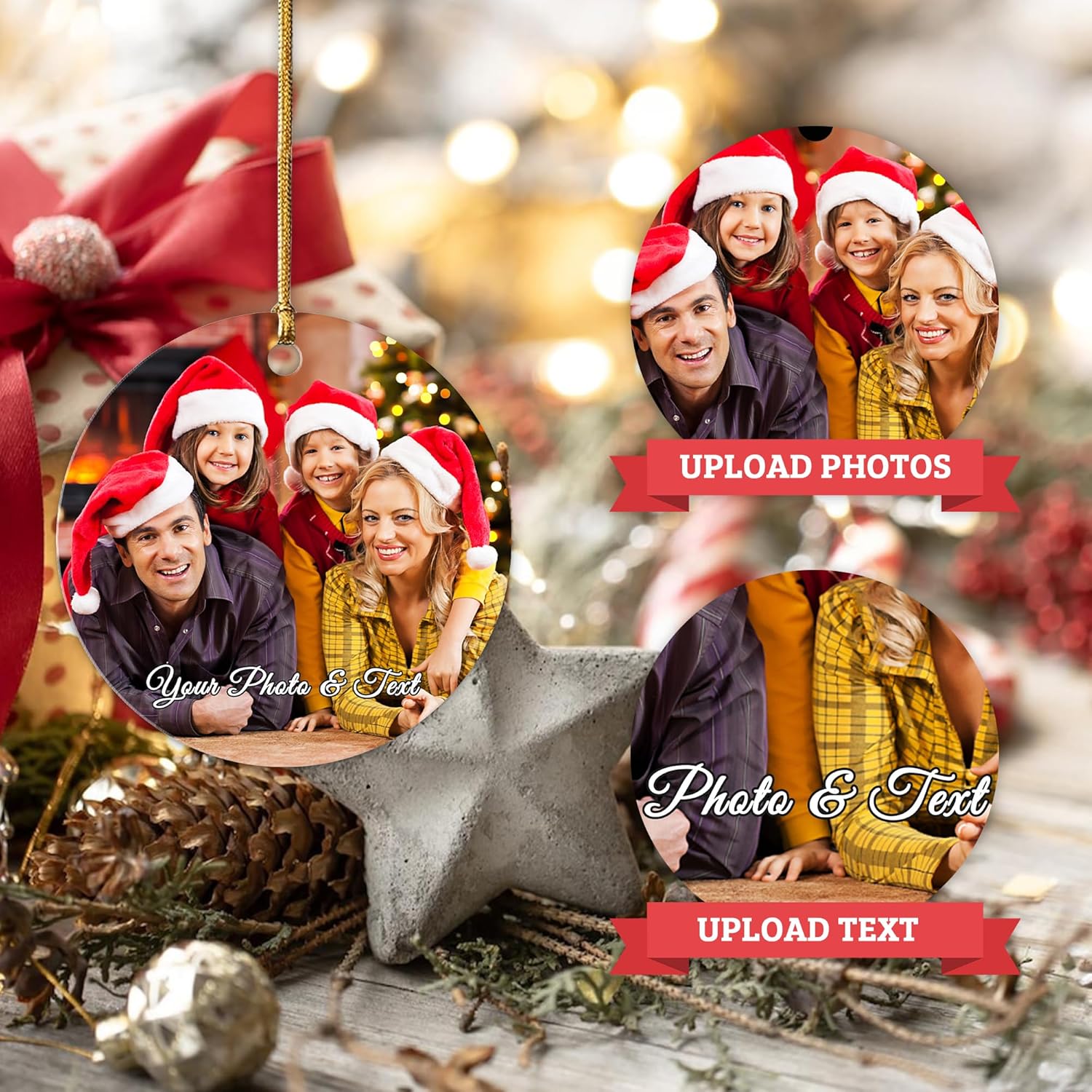 Adornos de Navidad personalizados 2023, adornos de Navidad personalizados con foto y texto, adorno para colgar en el árbol de Navidad, regalos para