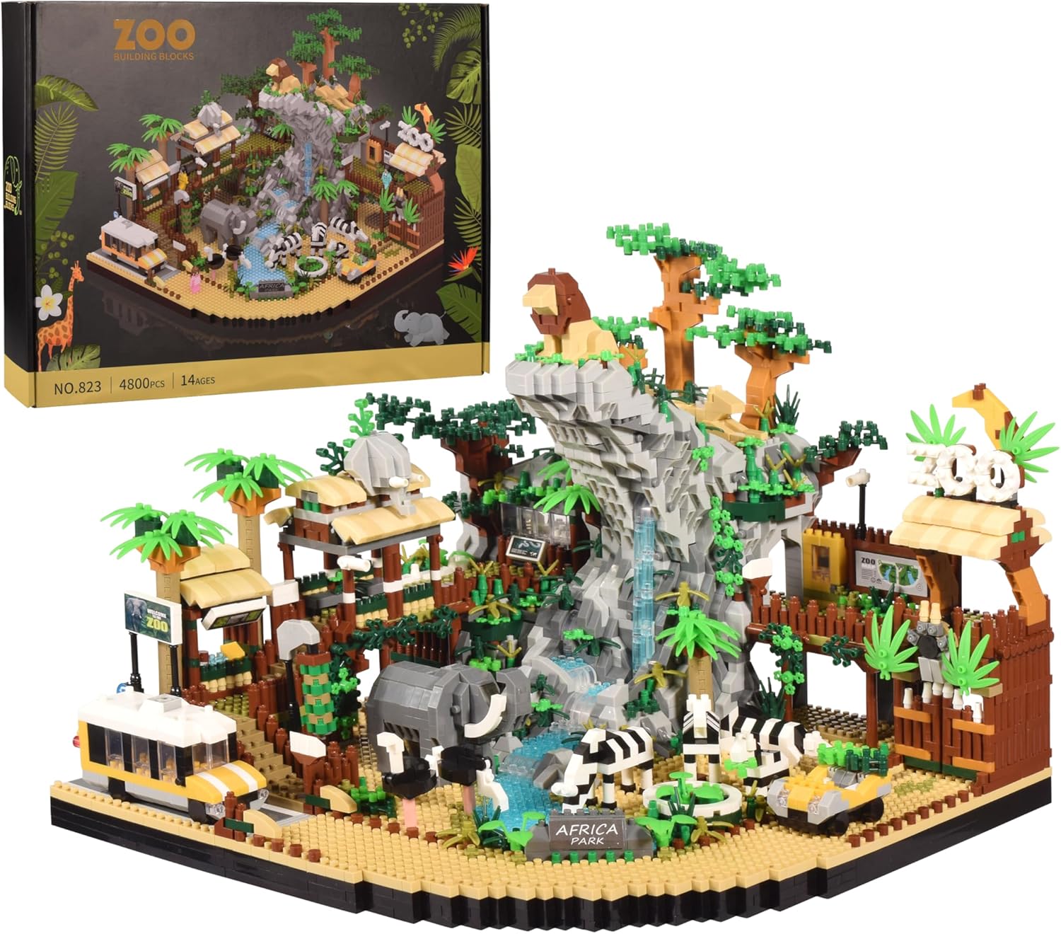 Zoo Architecture – Juego de microbloques de construcción  4800 piezas, diseño de bloques de mini ladrillos de Animals Park, regalo de juguete para