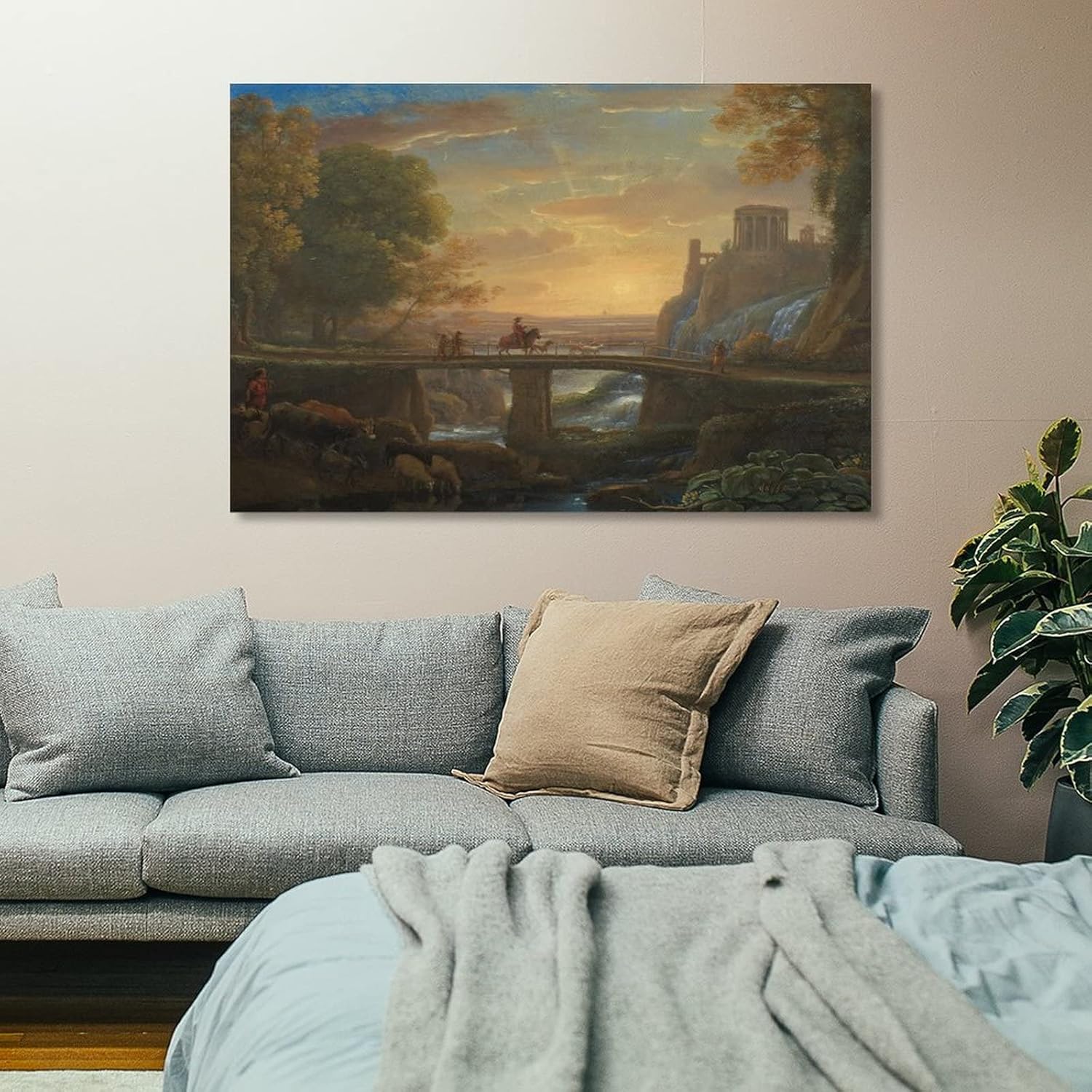 Claude Lorrain 1600 82 Claude Lorrain 16 – Landscape with an Imaginary View of Tivoli 1642 (Oil on C Poster Decorative Painting Canvas Wall Art