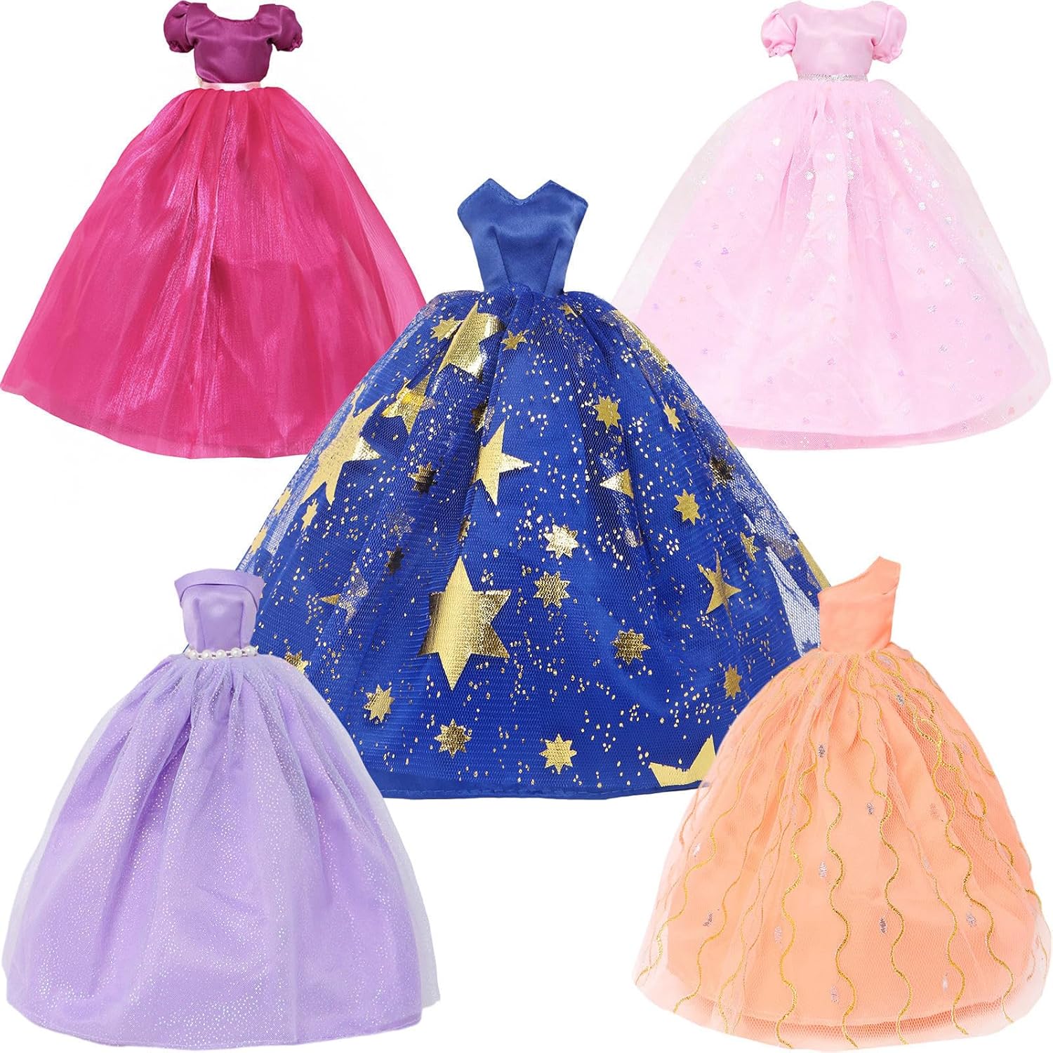 BJDBUS 5 piezas de vestido de novia hecho a mano vestido de fiesta para niña de 11.5 pulgadas muñeca accesorios de ropa al azar conjunto de ropa