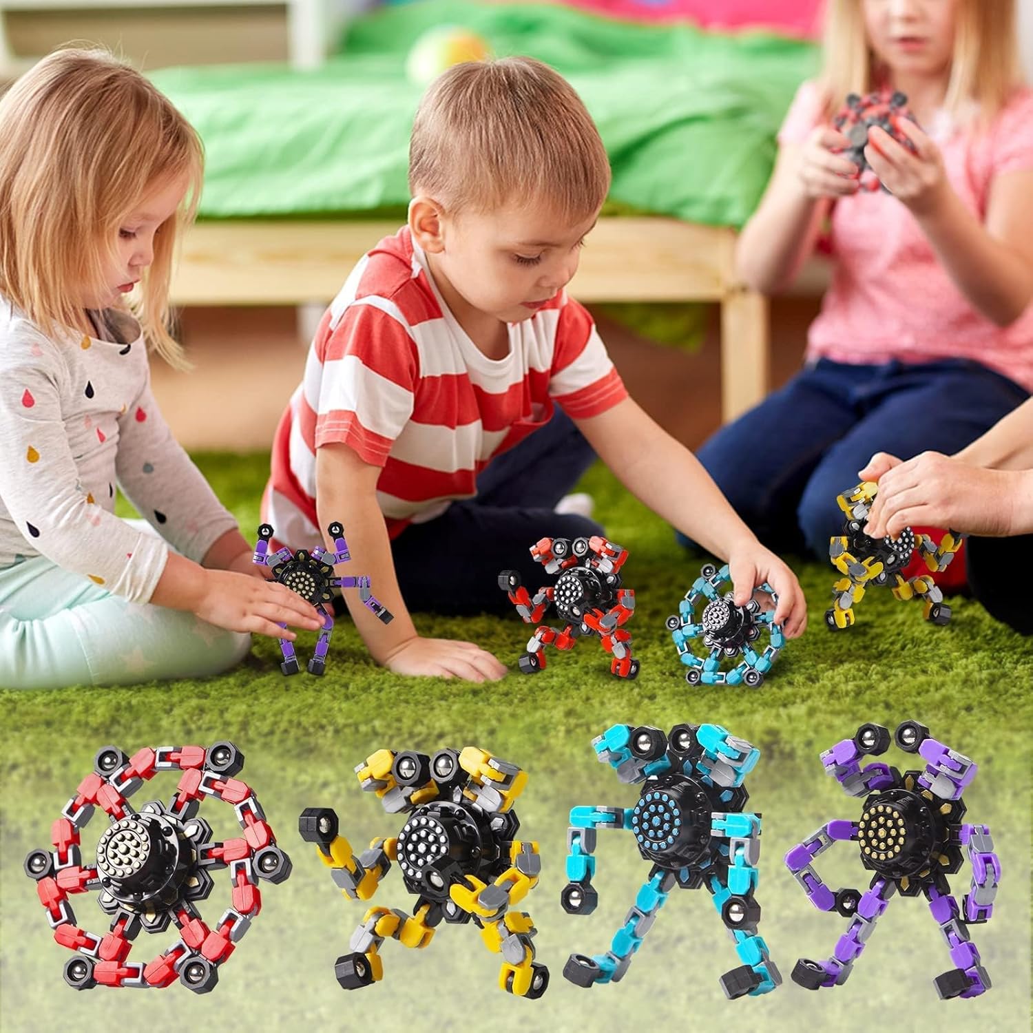 Fidget Spinners transformables de 32 piezas para niños y adultos, juguetes sensoriales para aliviar el estrés para niños y niñas, giroscopios de
