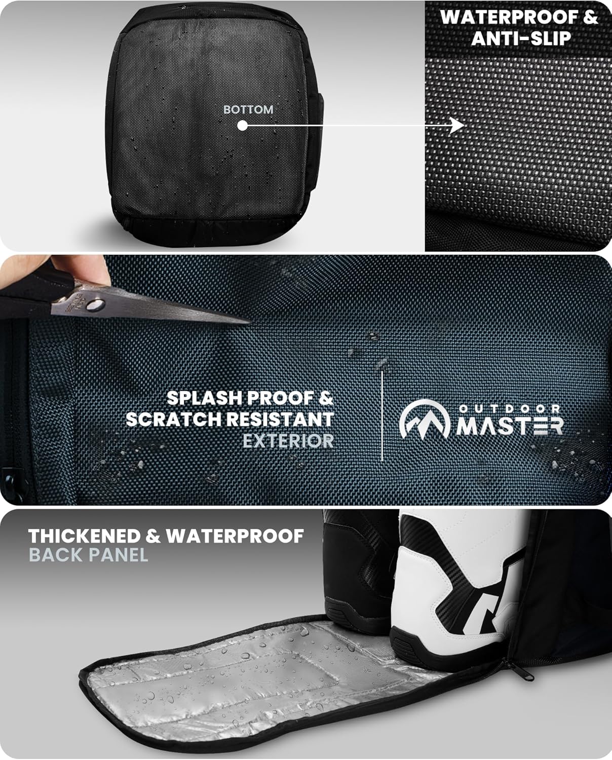 OutdoorMaster Lynx – Bolsa para botas de esquí de 50 litros, mochila de viaje con compartimento para casco, exterior e inferior impermeable, para