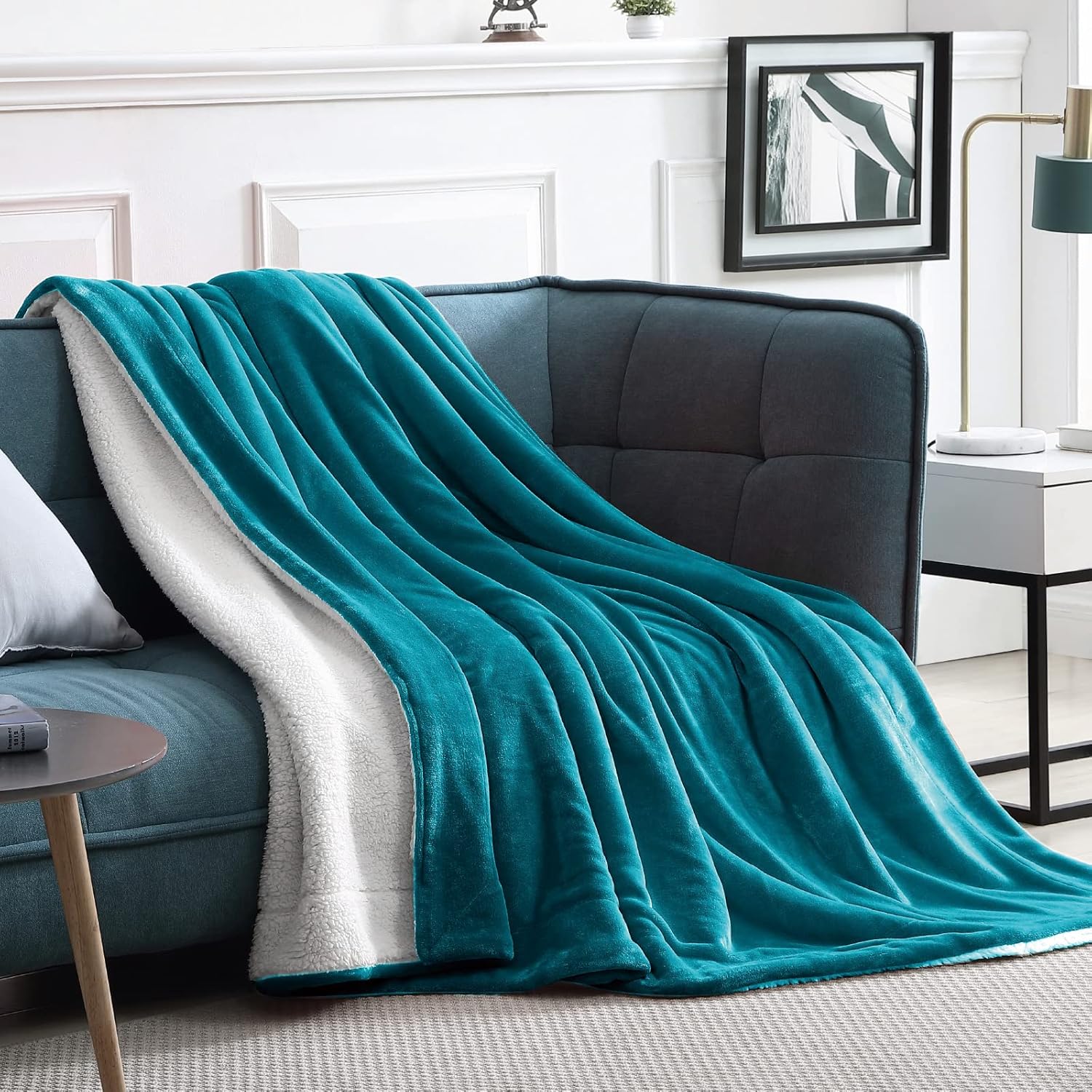 Walensee Sherpa – Manta de forro polar de felpa, muy suave, reversible, manta de franela de microfibra para sofá, cama, sofá ultra lujoso, cálido y