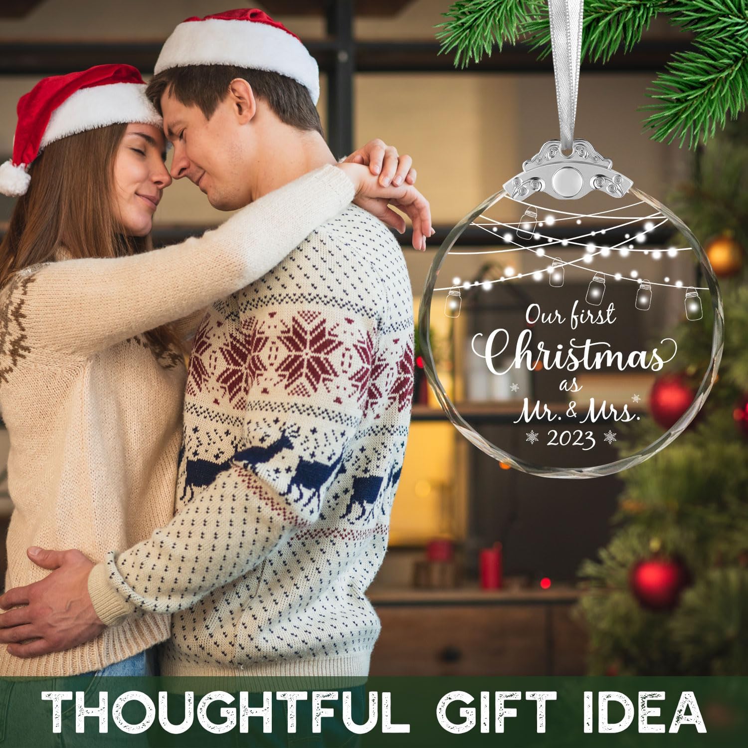 Adorno de matrimonio de nuestra primera Navidad 2023, regalos de boda para parejas, regalos de despedida de soltera, regalos de recién casados,