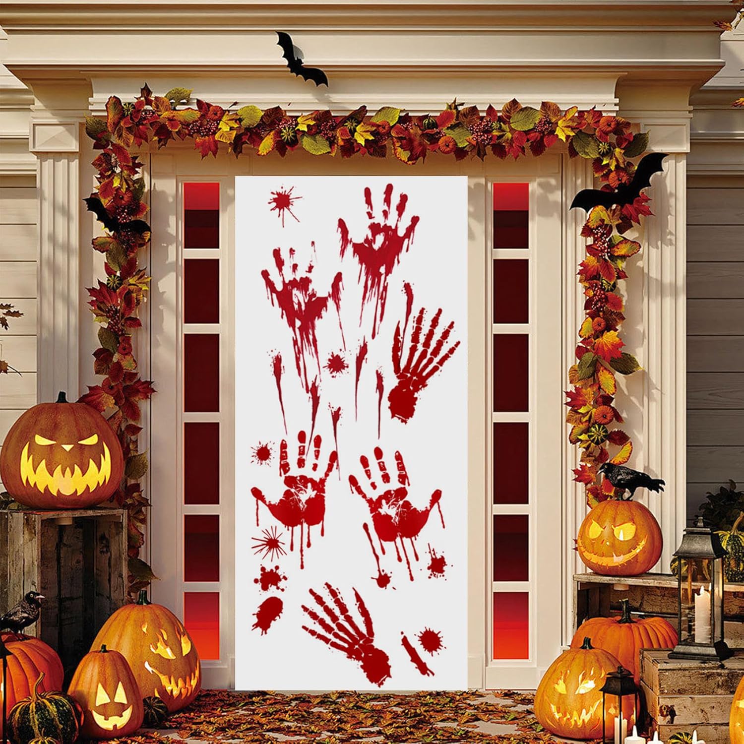 Calcomanías de Halloween para ventana, 6 hojas de calcomanías de huellas de manos sangrientas, calcomanías realistas de zombi, calcomanías