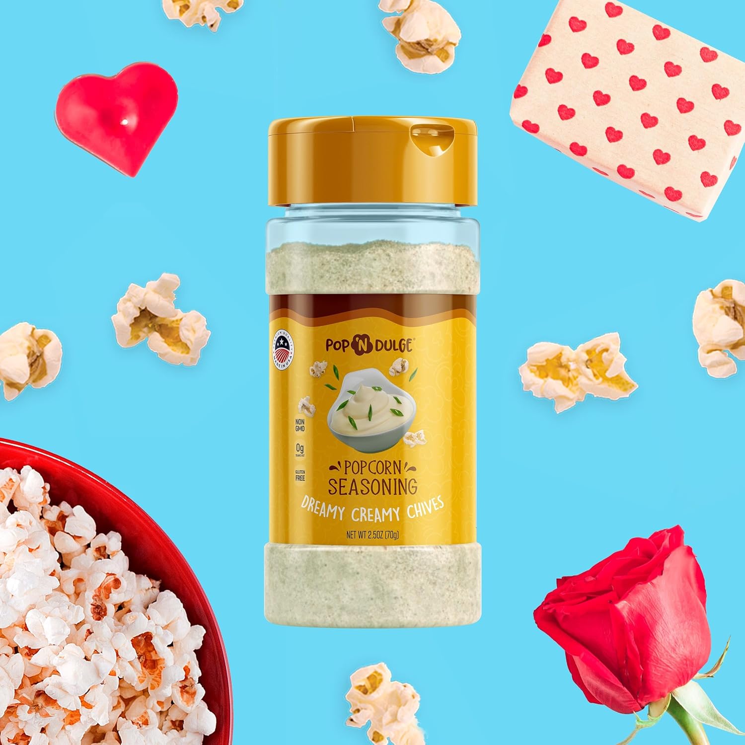 Popcorn Seasoning Dreamy Creamy Chives Gourmet – Paquete variado de sabor de palomitas de maíz, 2.5 onzas (paquete de 2) suministros para la noche
