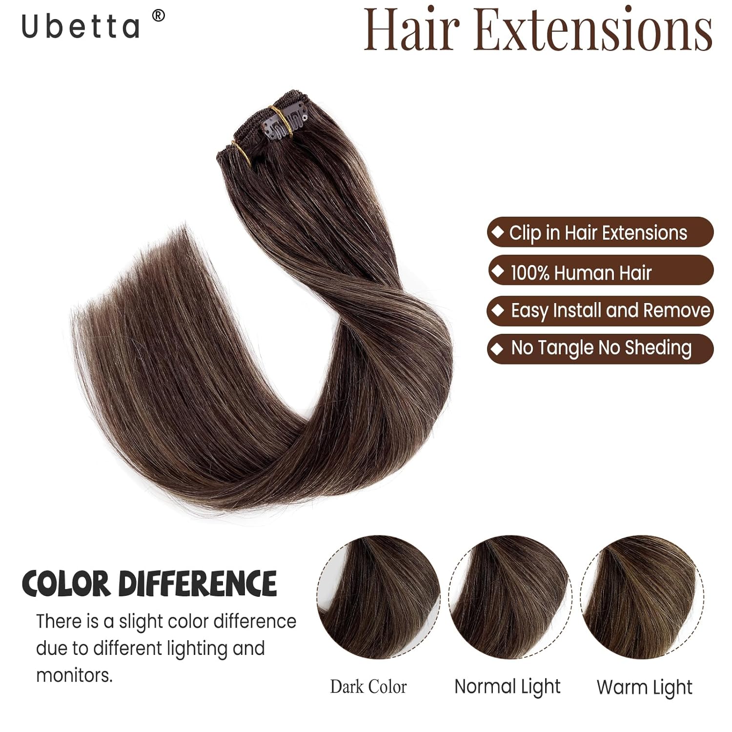 Extensiones de cabello humano real con clip, de 12 pulgadas, 7 unidades, color marrón oscuro, balayage, color marrón ceniza, extensiones de cabello