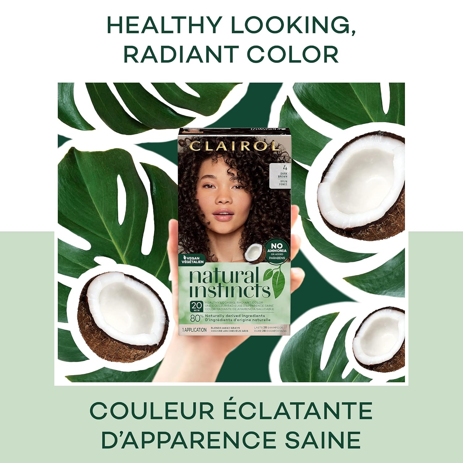 Clairol Natural Instincts – Tinte semipermanente para el cabello, color castaño cálido oscuro 4W, paquete de 2 unidades
