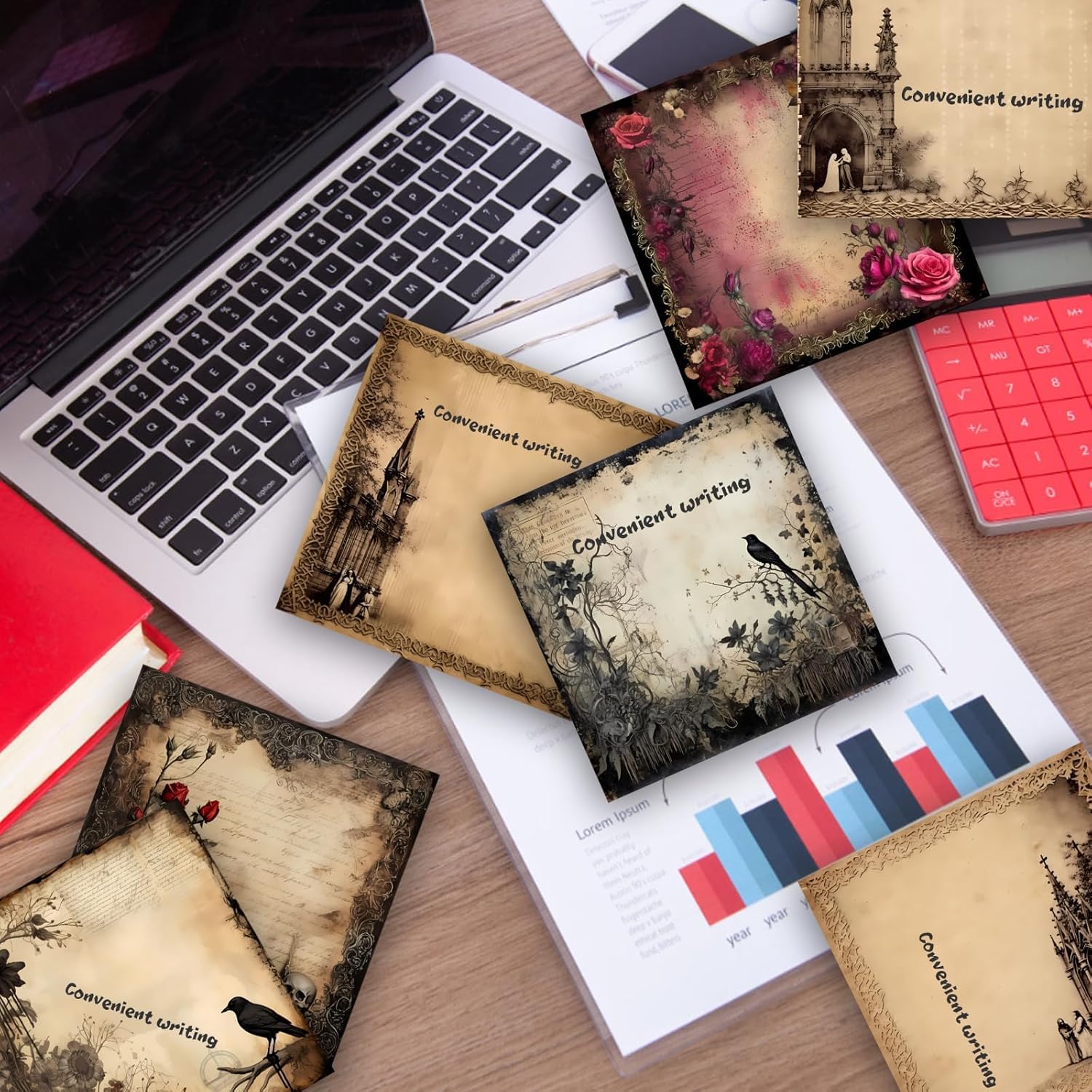 9 notas adhesivas de estilo gótico, autoadhesivas, estilo gótico, notas adhesivas de estilo gótico, notas adhesivas para escuela, oficina, hogar,