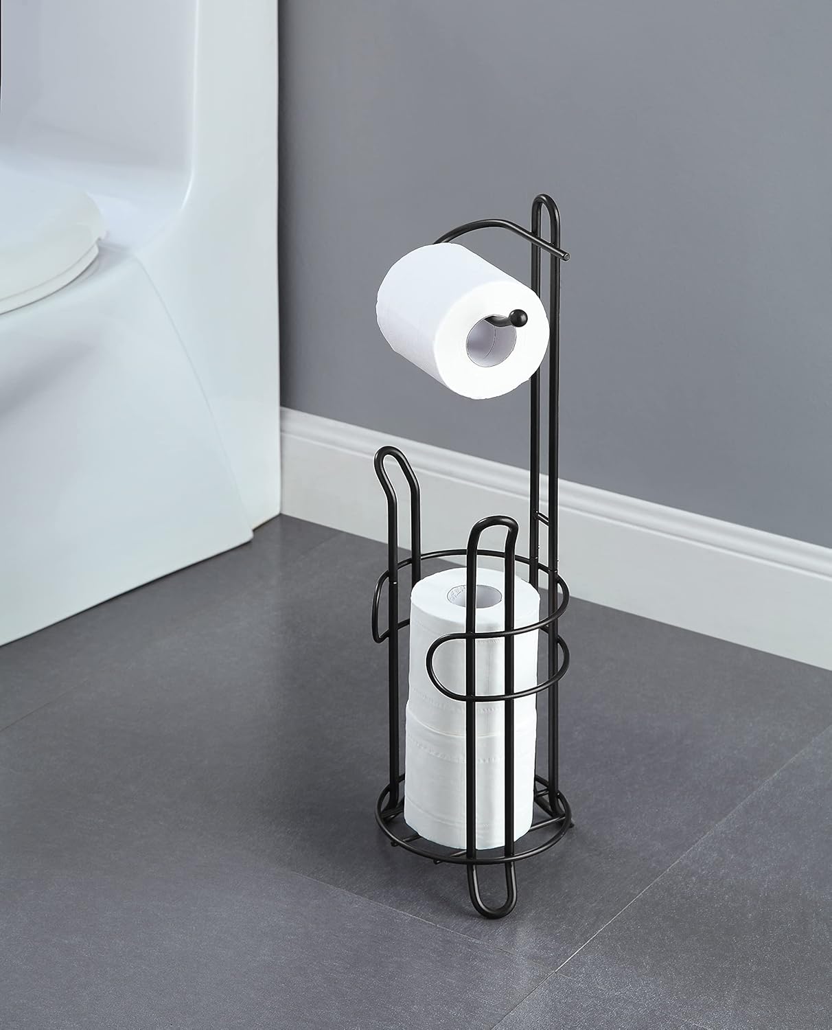 SunnyPoint Soporte de almacenamiento de rollos de papel higiénico para baño con reserva, el área de reserva tiene suficiente espacio para almacenar