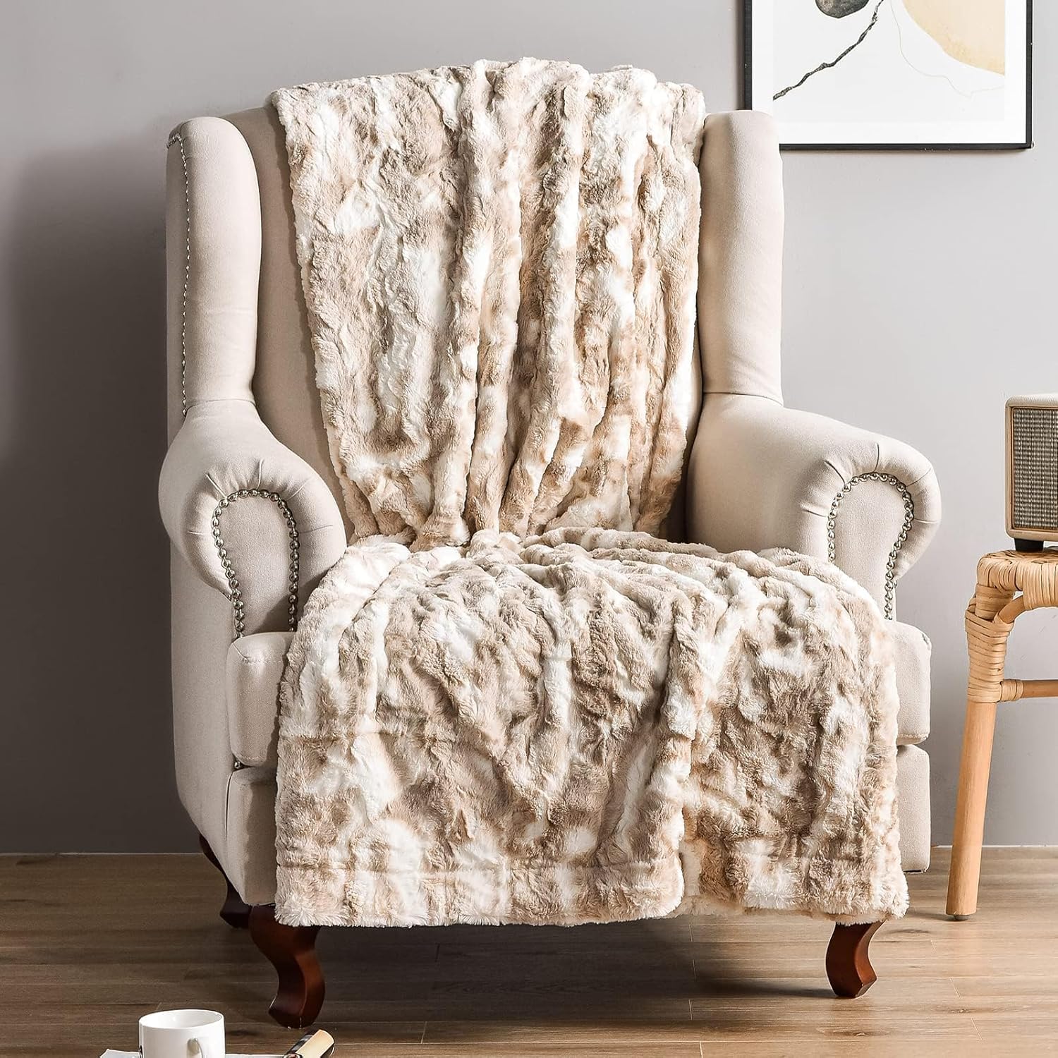 Manta suave, de 50 x 60 pulgadas, lujosa, cálida, esponjosa, gruesa, cómoda, suave, de piel sintética para el otoño, para sofá, cama, sofá, manta