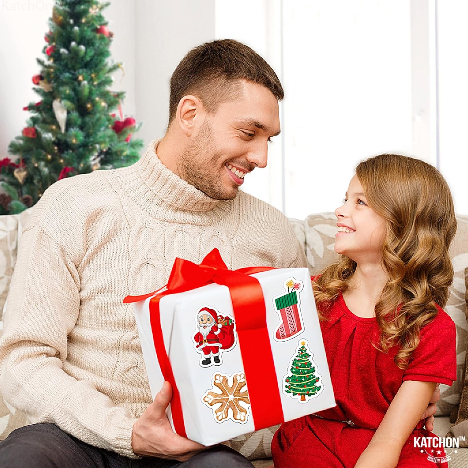 KatchOn, Calcomanías de Navidad para niños, 100 piezas, calcomanías de vinilo de Navidad para niños, calcomanías de Navidad para manualidades,