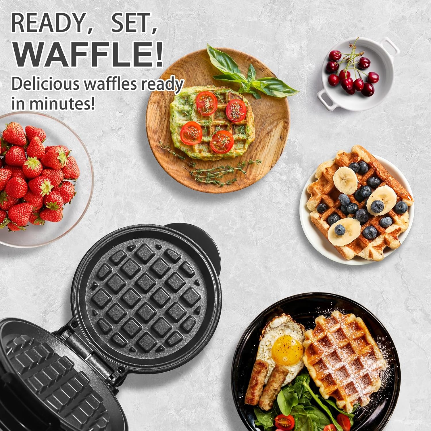 Mini waflera para hacer gofres, pequeñas planchas antiadherentes, gofres belgas para desayuno, mini waflera para hacer gofres en minutos, máquina