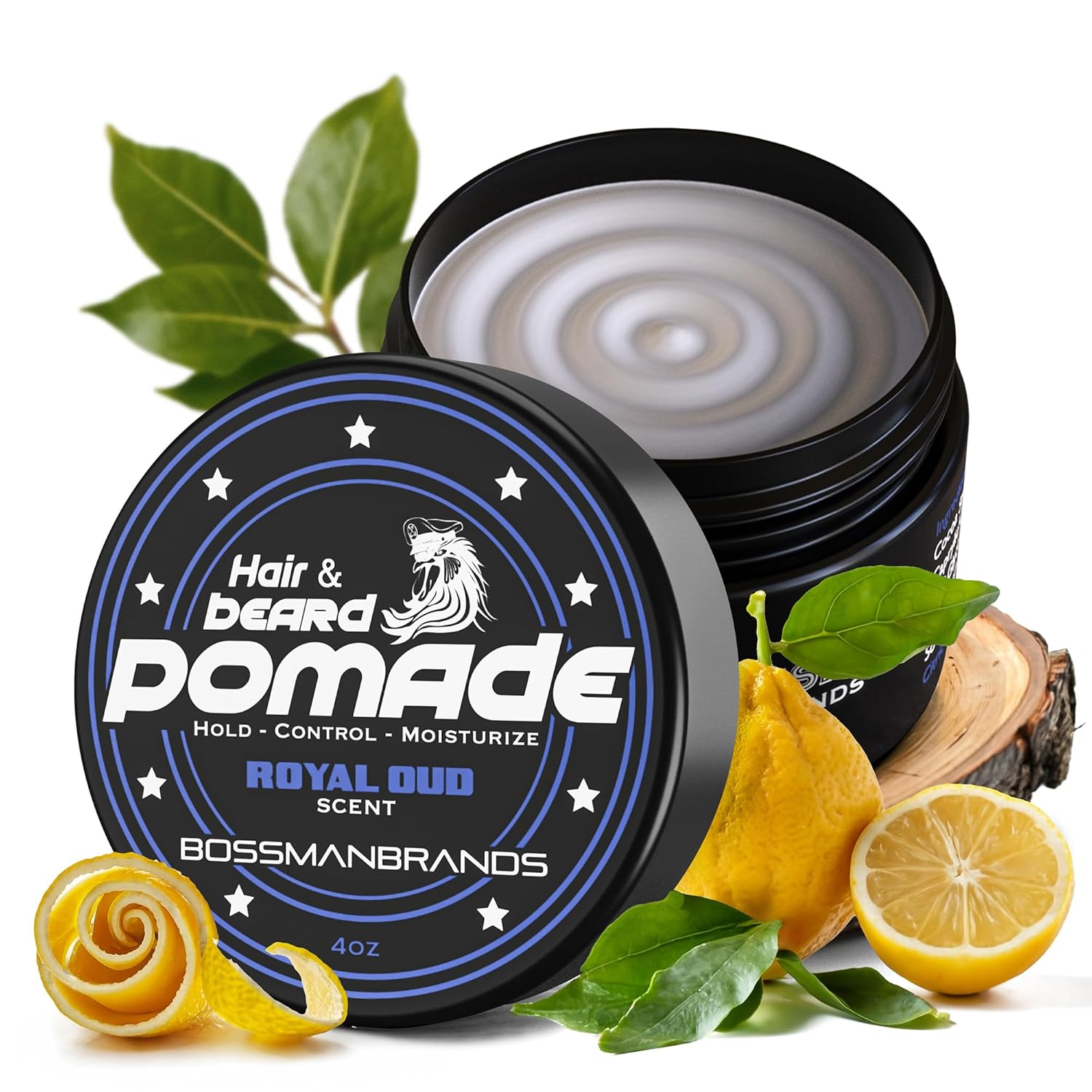 Bossman Pomada para cabello y barba, hidratante con mayor sujeción y control, producto para peinar cabello, barba y bigote para hombre, fabricado en