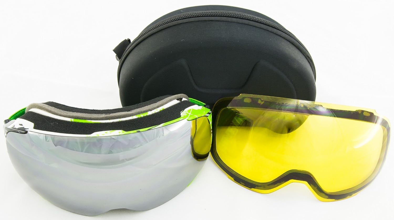 Gafas de esquí y snowboard con lente magnética antiniebla (verde y blanco con plata y amarillo)