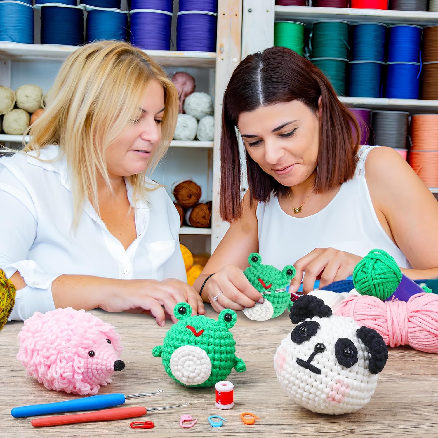 XSEINO Kit de ganchillo para principiantes – Kit de inicio de ganchillo con tutoriales en video paso a paso – Kits de aprendizaje de ganchillo para