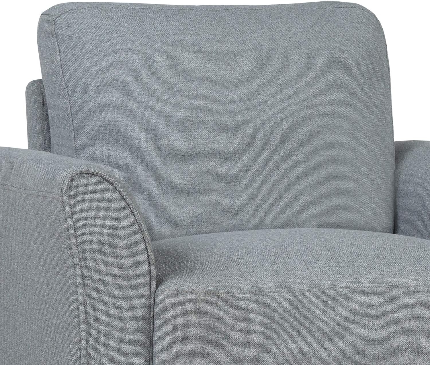 Harper&Bright Designs – Juego de sofá tapizado de tela de lino para sala de estar (asiento individual, gris)