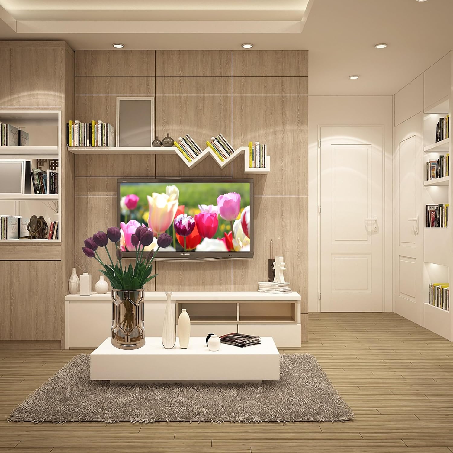 10 tulipanes de cabeza de flor de imitación de múltiples pétalos, tacto real para decoración del hogar, hotel y oficina, muebles de boda, ramo de