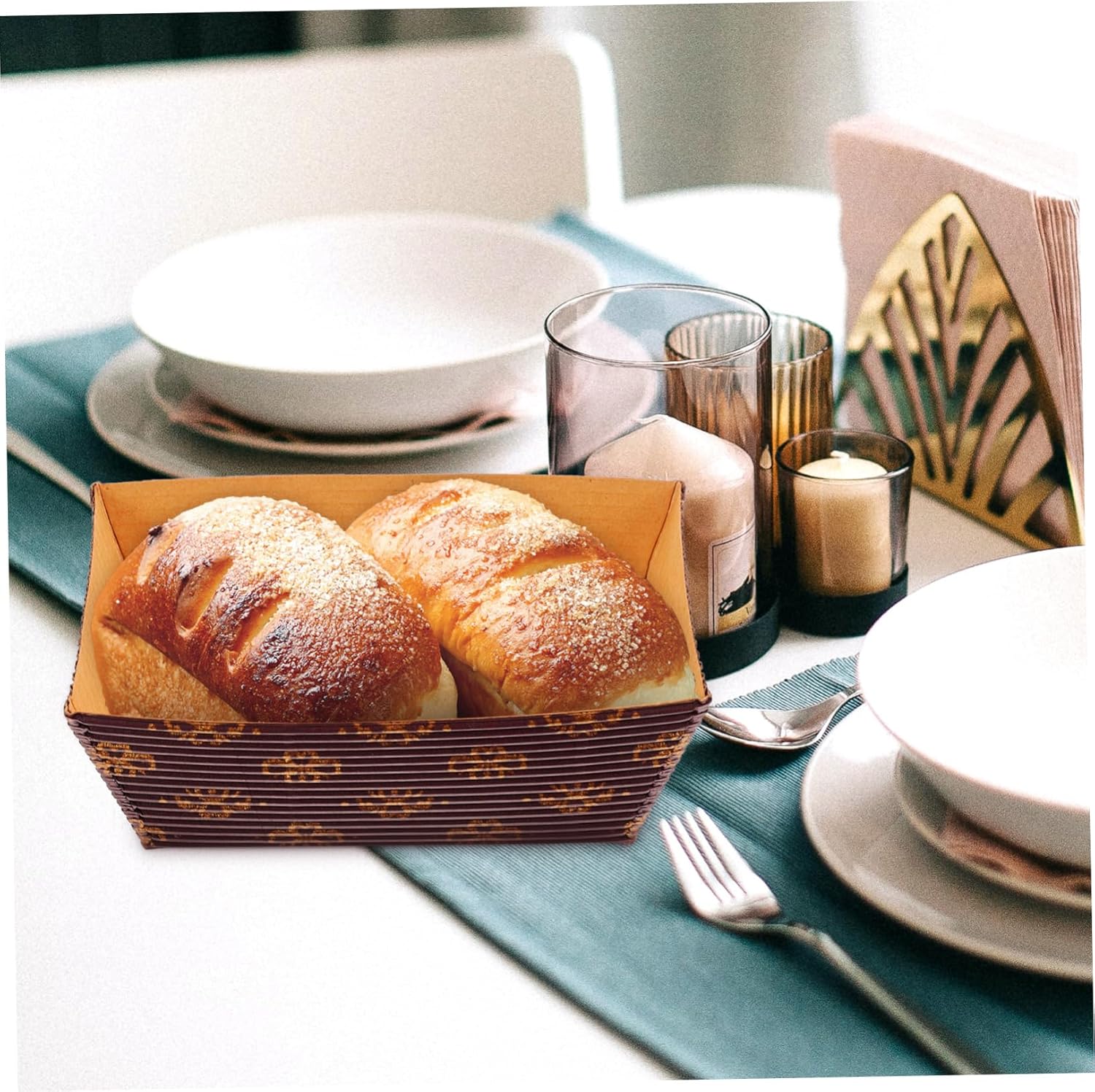 HOMSFOU Bandeja de pastel corrugado, mini pan, plátano, pastel de Navidad, papel de envoltura de pan, pan de pan, moldes rectangulares para tartas,