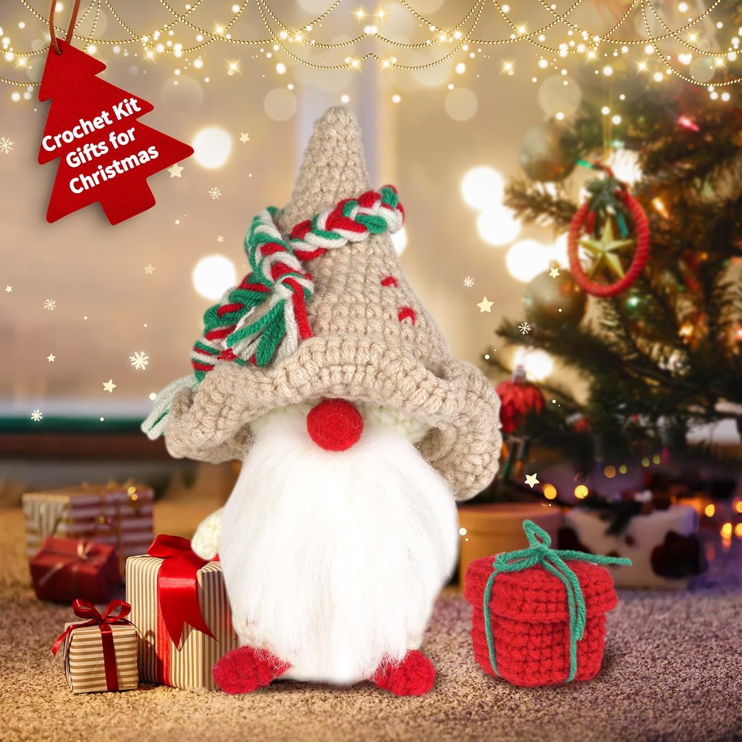 Tuyusa Kit de ganchillo de Navidad para principiantes, kit de ganchillo regalos para Navidad, kit de ganchillo para principiantes para niños y