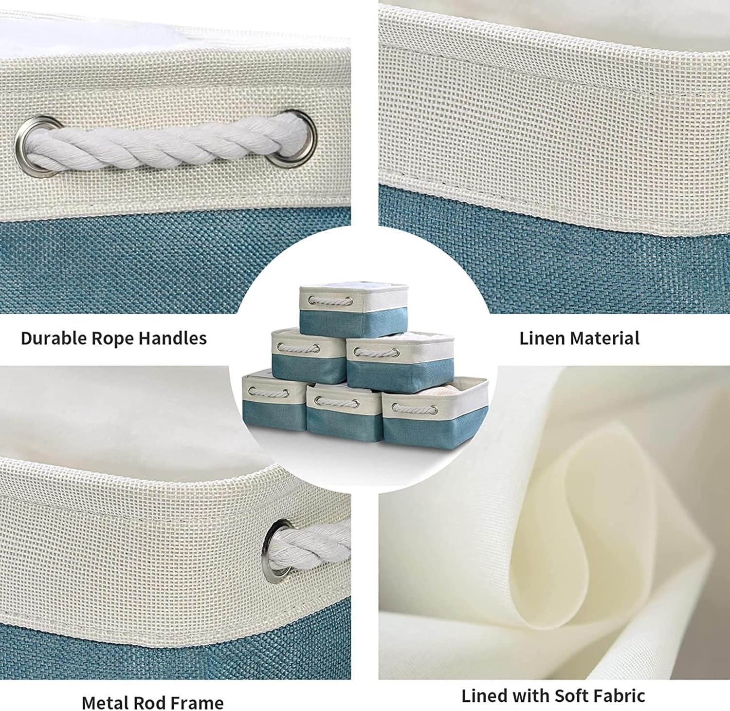 Cesta de organización y almacenamiento vacía para regalos, 12 x 8 x 5.2 pulgadas, paquete de 6 canastas de almacenamiento plegables para organizar,