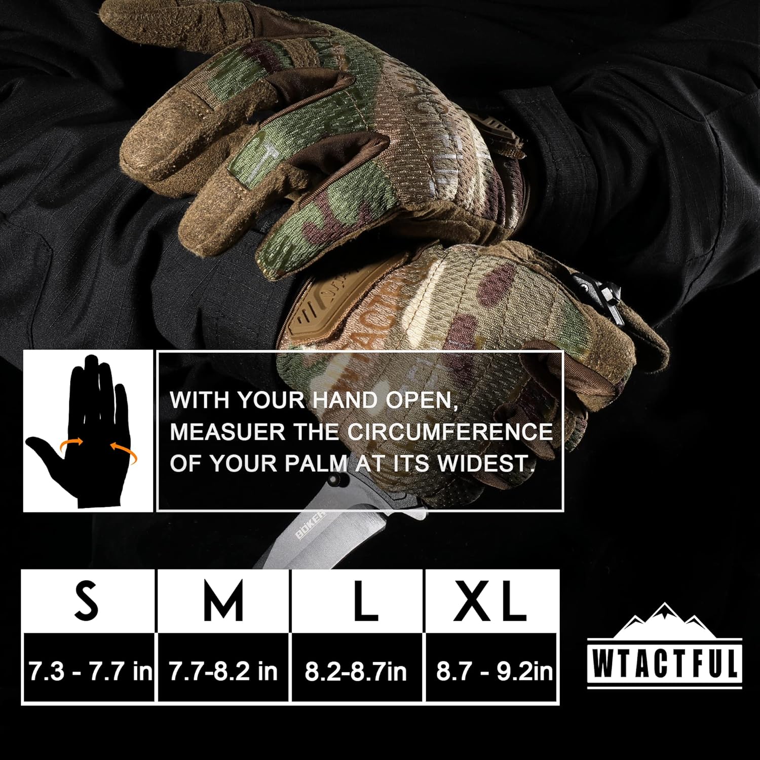 WTACTFUL Guantes tácticos para hombres, protección completa para dedos, Airsoft, paintball, trabajo, caza, guantes