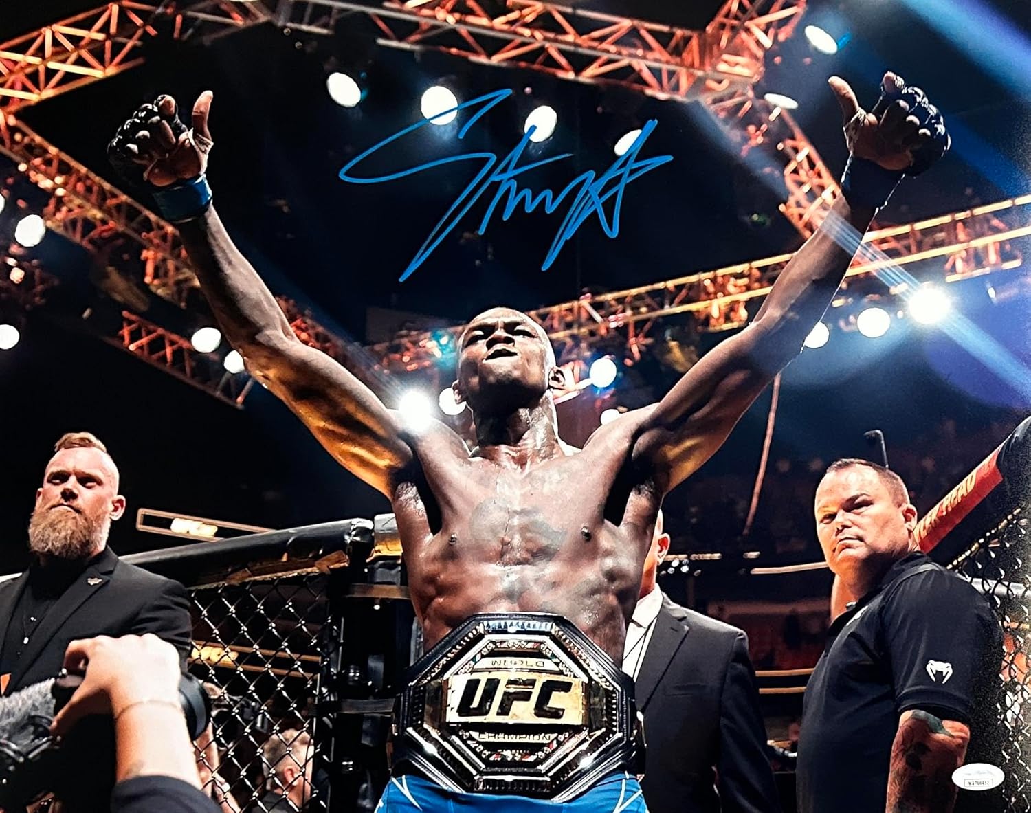 Israel Adesanya autographed signed 16×20 photo UFC Alex Pereira JSA Style Bender