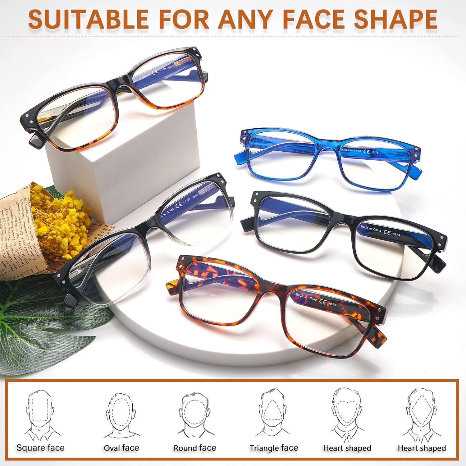 CLASAGA Reading Glasses for Women, Pattern Design Ladies Computer Readers Blue Light Glasses