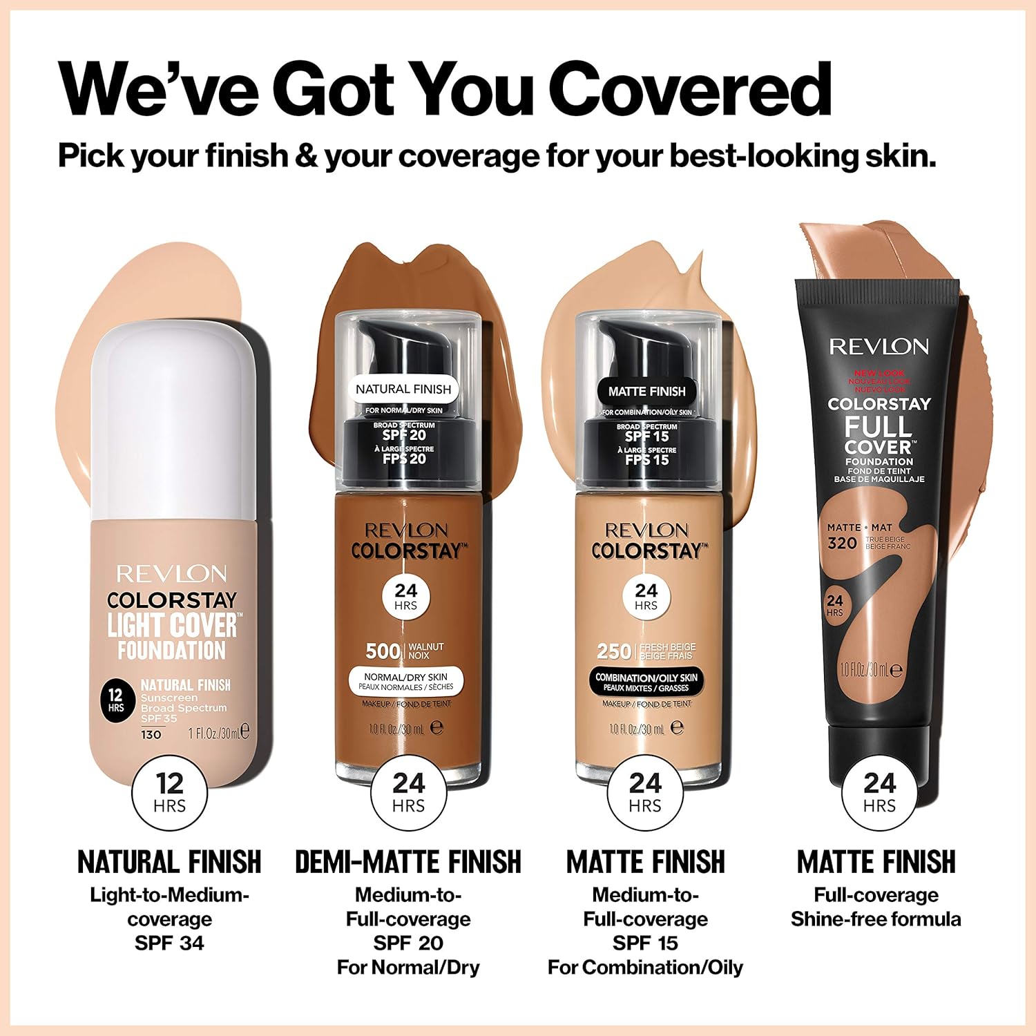 Revlon ColorStay – Base líquida de cobertura ligera, maquillaje hidratante de larga duración sin peso con SPF 35, cobertura ligera y media para