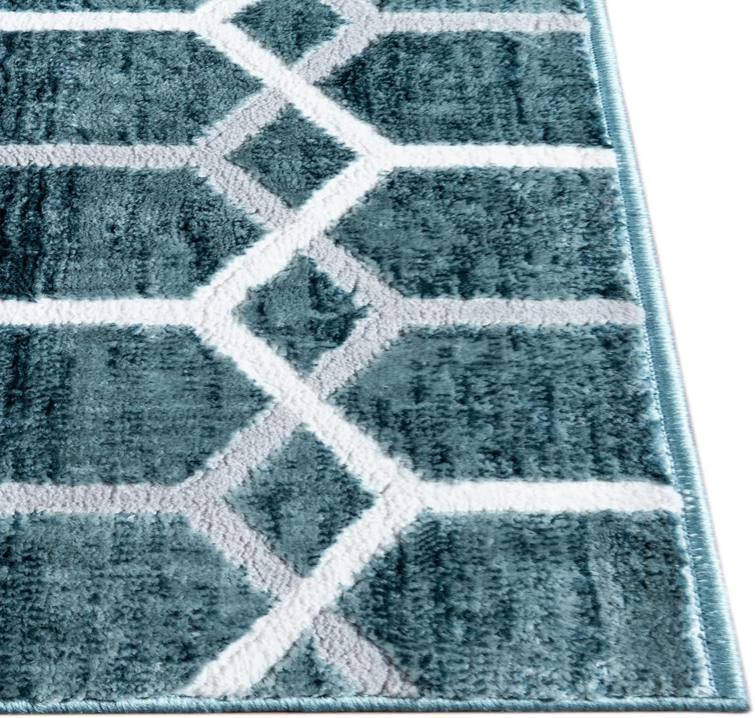Unique Loom Matrix Trellis Collection – Alfombra de área (octágono de 5 pies 3 pulgadas, azulmarfil)