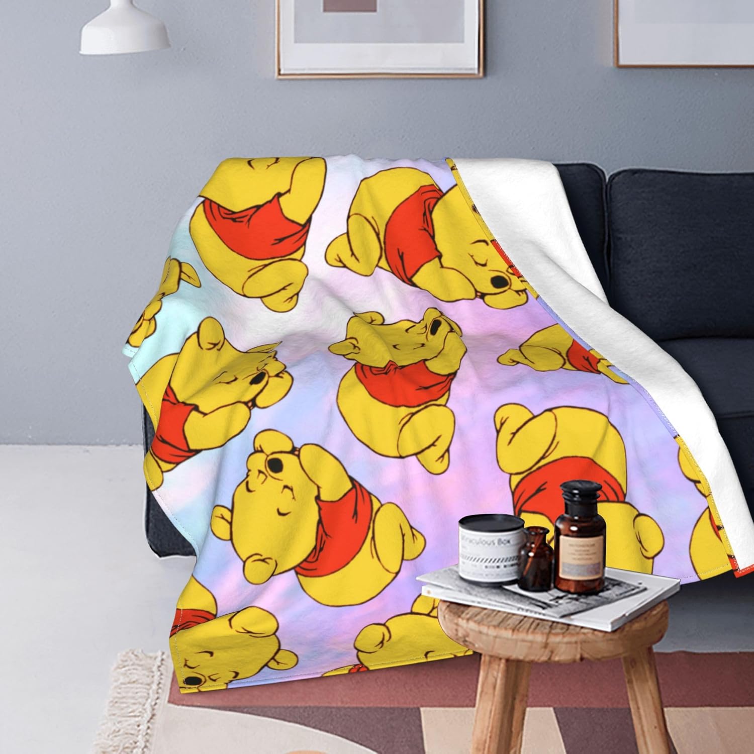 Manta de franela de dibujos animados, súper suave, acogedora y cálida ropa de cama de felpa para sofá, sala de estar, dormitorio, 01 50 x 40 pulgadas