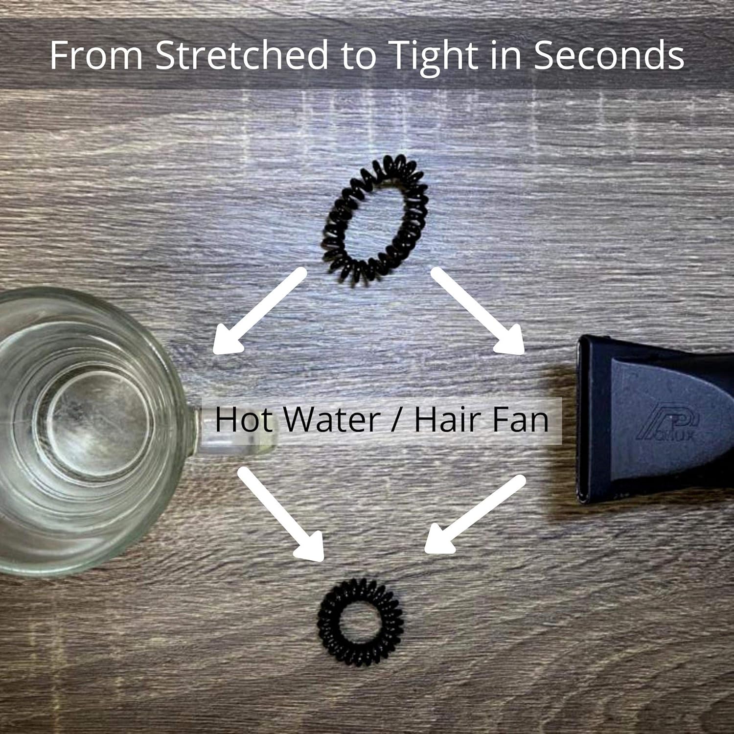 Goomee Lazos para el cabello en espiral para mujer, paquete de 8  elásticos fáciles de quitar, evitan enredos y roturas, soportes para cola de