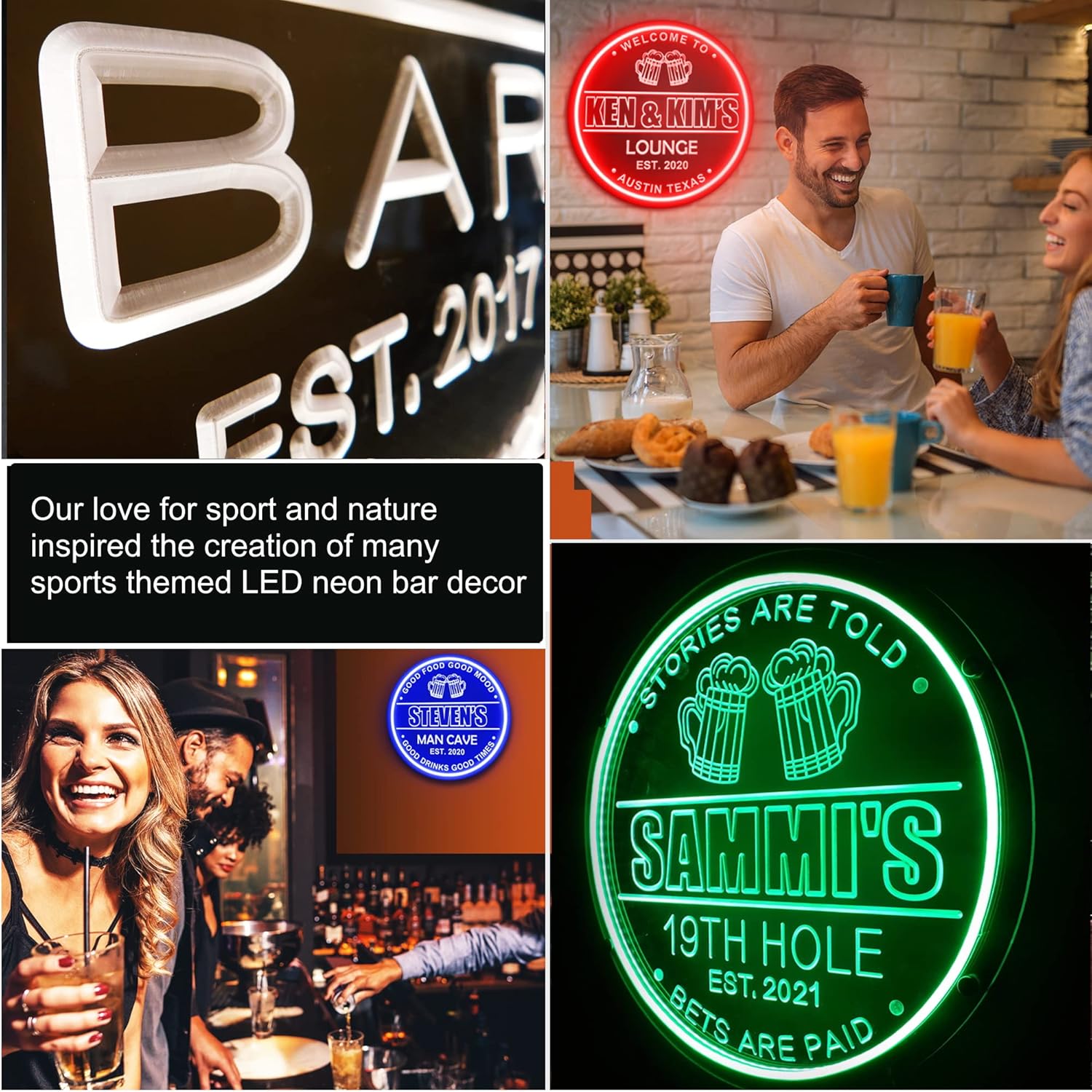 Letreros de barra de neón personalizados para el hogar, letrero de bar personalizado para sala de juegos de cueva de hombre, letreros de cerveza de