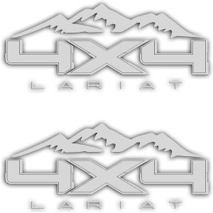 4X4 Mountain Bedside Vinyl Decal for Ford Lariat Trucks White 4X4 Mountain Bedside Vinyl Decal for Ford Lariat Trucks White