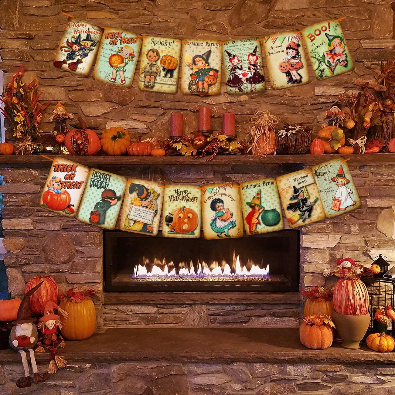 Decoración navideña de Halloween, pancarta de truco o trato, pancarta colgante de calabaza de estilo vintage de Halloween, decoración del hogar,