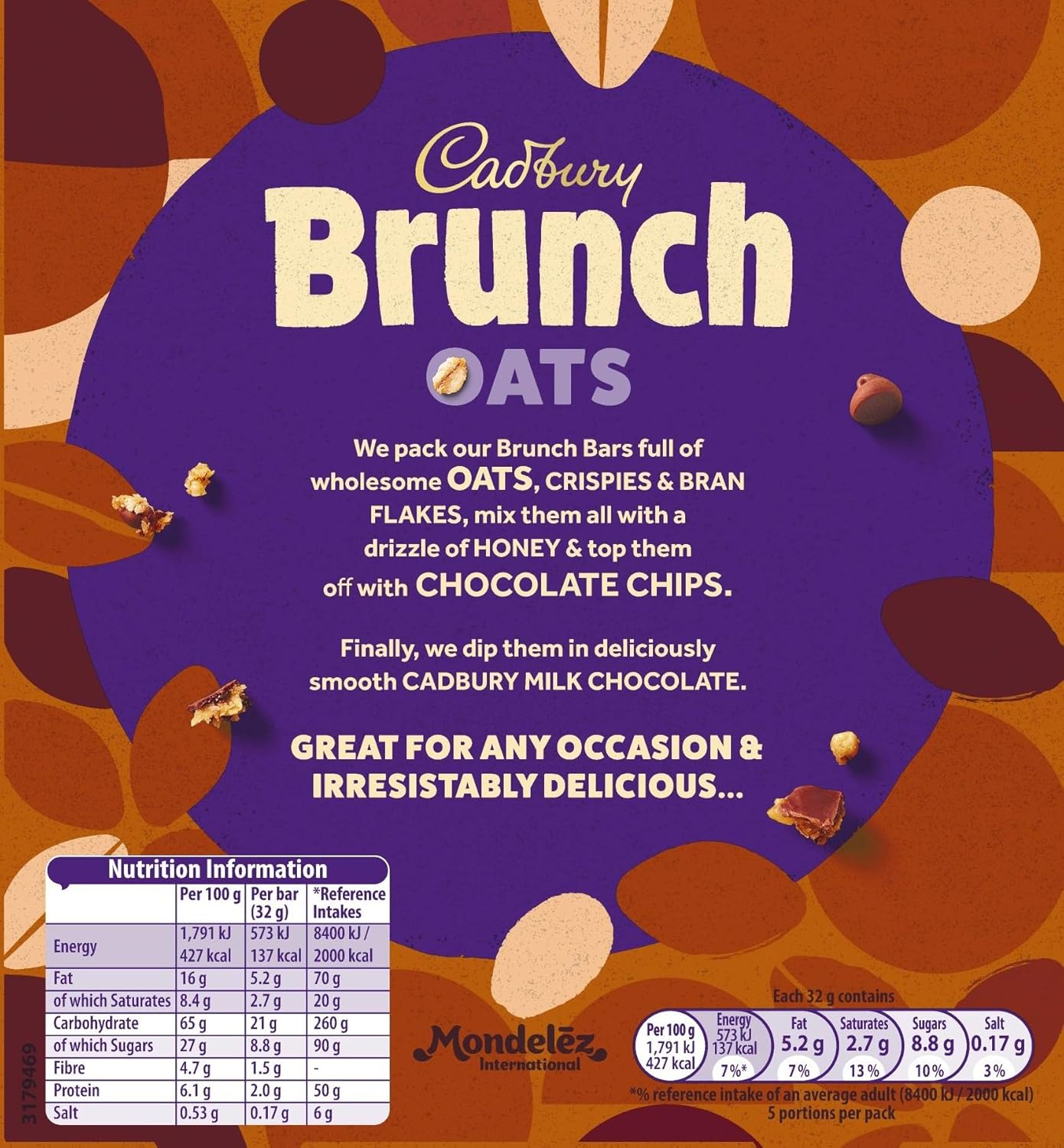 Cadbury Brunch Bar Chocolate Chip, 6.77 oz