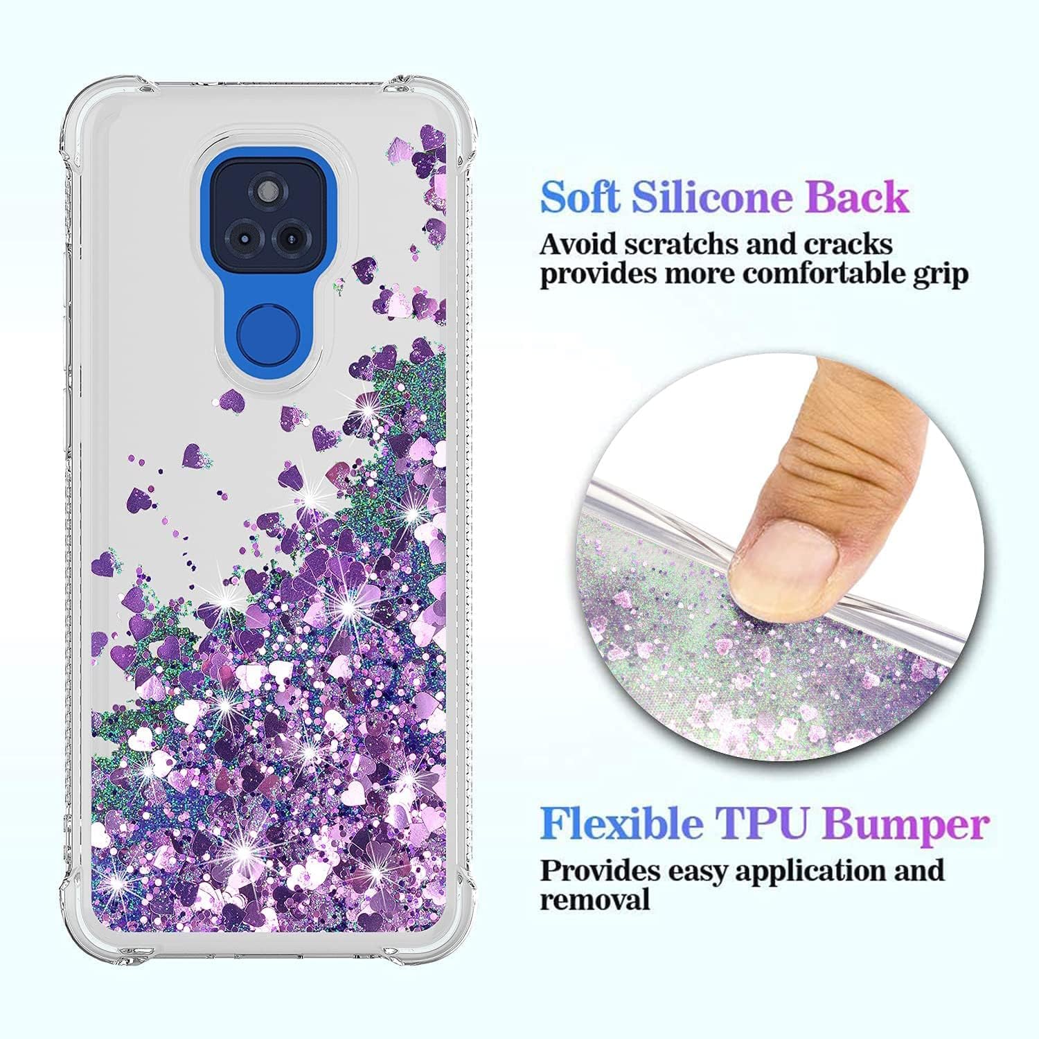 Funda compatible con Moto G Play, con protector de pantalla HD, a prueba de golpes, transparente, para niñas y mujeres, carcasa rígida de TPU para