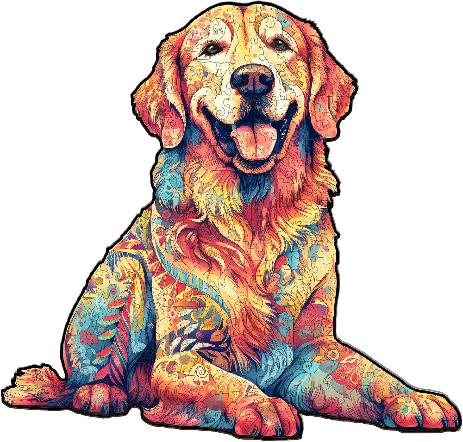 Rompecabezas de madera, rompecabezas de perro Golden Retriever leal, 12.5 x 11.9 pulgadas, 200 piezas, rompecabezas de forma única de animales,