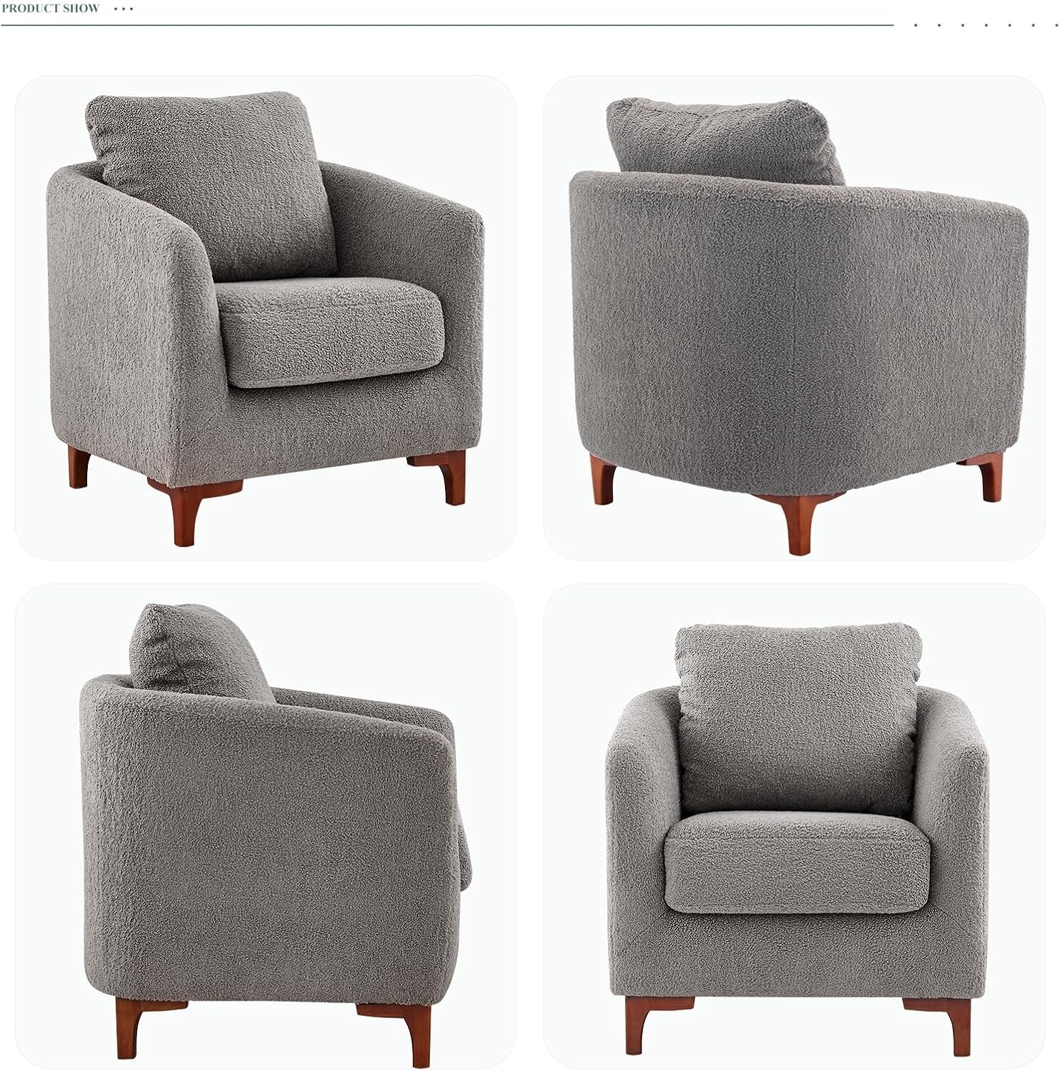 COLAMY Juego de silla decorativa Sherpa y otomana de almacenamiento, moderno tapizado de tela para sala de estar, sillón con almohada trasera y
